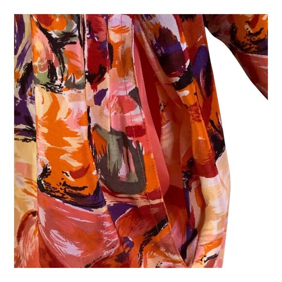 Vintage Silk Bomber Jacket LG Women's Long Sleeves Art to Wear Lightweight Coat - Picture 6 of 14